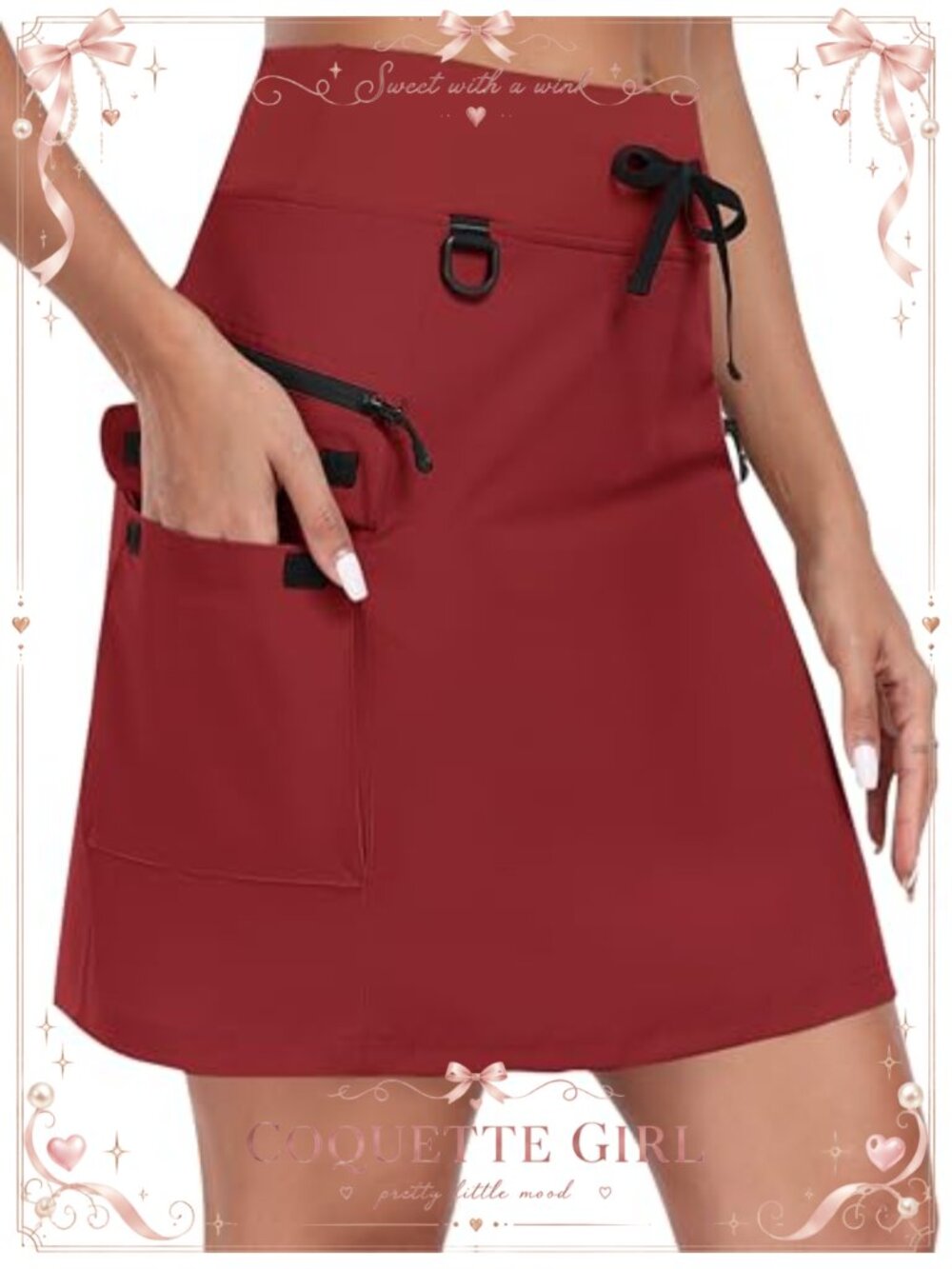 MoFiz Womens Cargo Hiking Skort 18" Knee Length High Waisted Golf Athletic Skirt